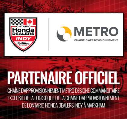 Chaîne d’Approvisionnement Metro désigné commanditaire exclusif de la logistique de la chaîne d’approvisionnement de l’Ontario Honda Dealers Indy à Markham